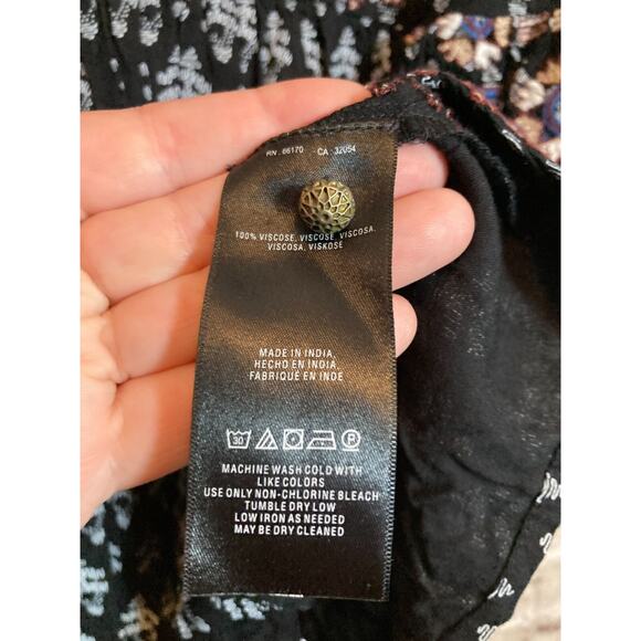 Vanessa Virginia Anthropologie Peasant Dress Womens Medium Black Full Embroidery - Picture 13 of 14